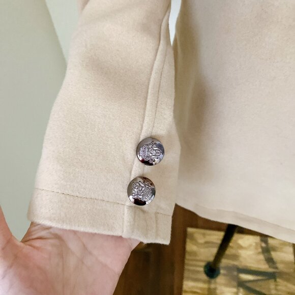 New Lady Women Beige Soft Fleece Retro Military Style Short Jacket Coat - Picture 2 of 7